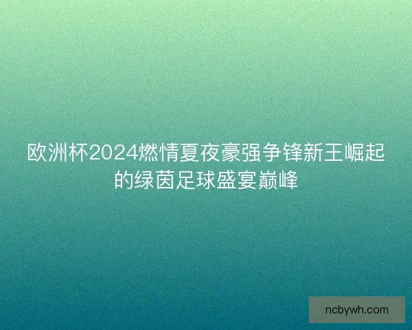 欧洲杯2024燃情夏夜豪强争锋新王崛起的绿茵足球盛宴巅峰
