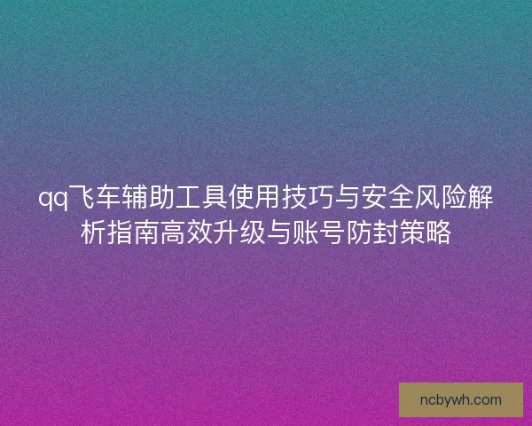 qq飞车辅助工具使用技巧与安全风险解析指南高效升级与账号防封策略