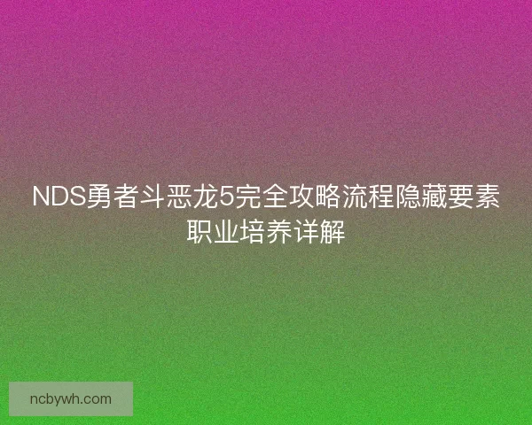 NDS勇者斗恶龙5完全攻略流程隐藏要素职业培养详解